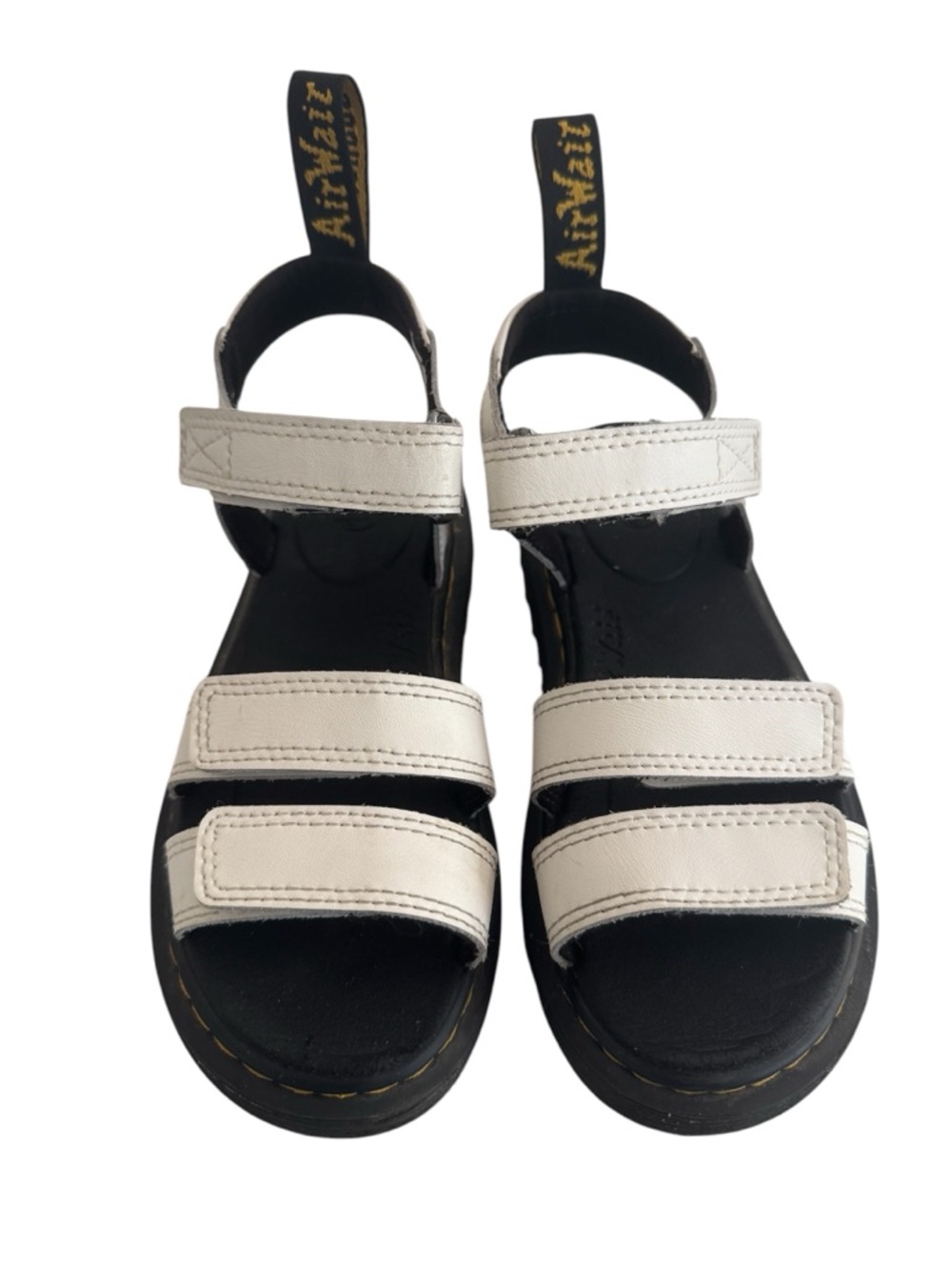 Dr. Martens Kids White and Black Leather Velcro Strap Sandals - Picture 4 of 5